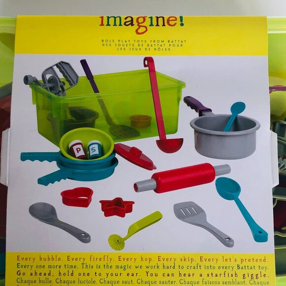 Battat - Pretend Cooking Set 21 Pieces & Storage Bin  For  Age 3+ New Sealed - Picture 14 of 15